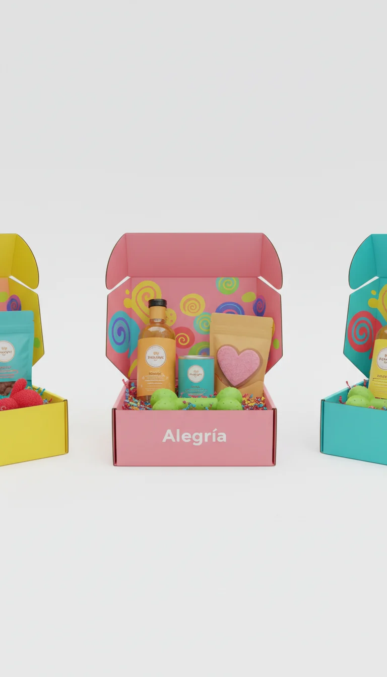 Caja de suscripción rosa pétalo con sorpresas lúdicas