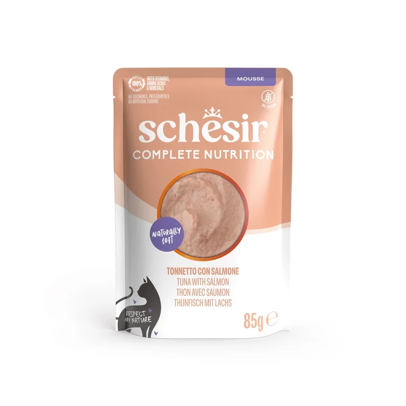 Schesir | Complete Nutrition Mousse - Atún con Salmón (85g)