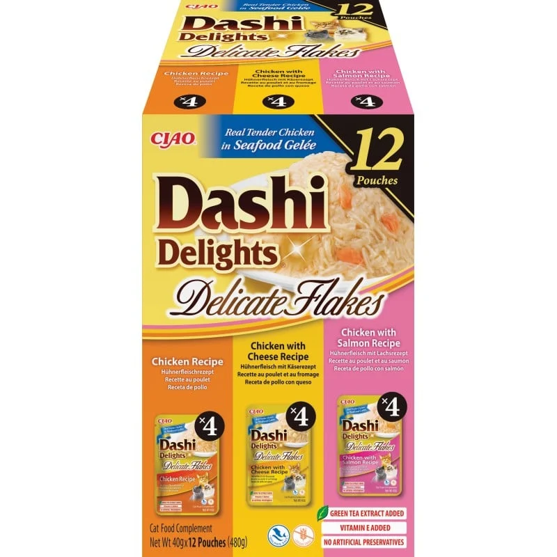 Inaba | Dashi Delights Delicate Flakes - Variedades de Pollo (12x70g)