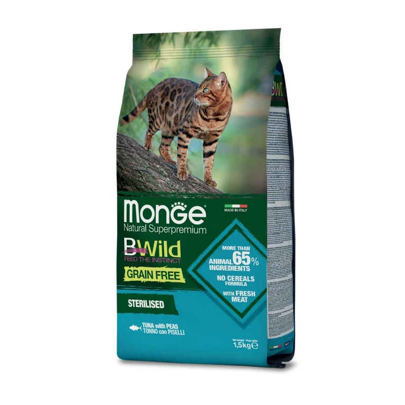 Monge Gato Bwild Esterilizado Atum c/ Ervilhas 1.5 Kg