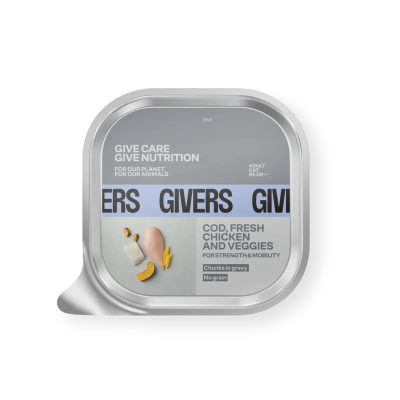 Givers | Adult Trocitos en Salsa - Bacalao, Pollo Fresco y Vegetales (32x85g)