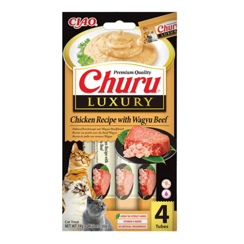 Inaba | Churu Luxury - Pollo con ternera wagyu (4x14g)