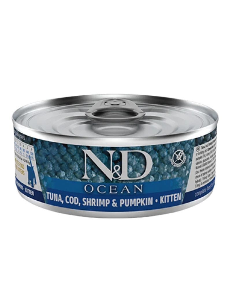 Farmina | N&D Ocean Kitten - Atún, bacalao, gambas y calabaza (24x70g)