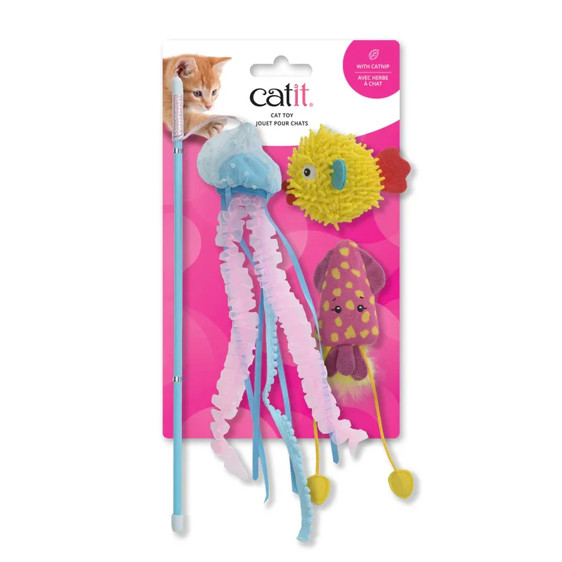 Catit | Caza bajo el mar - Set de 3 juguetes con catnip