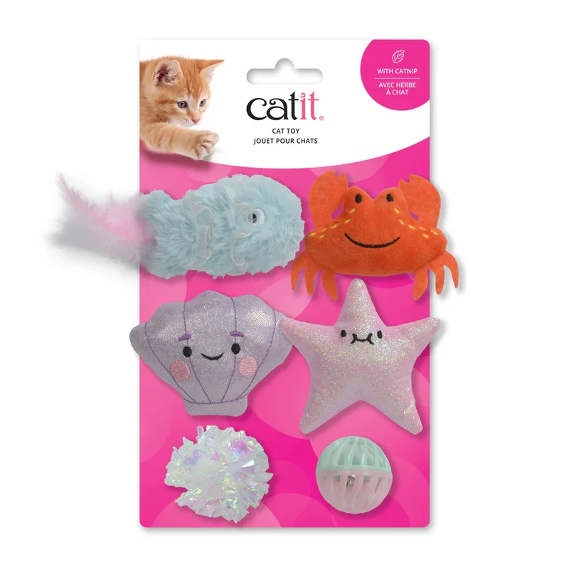 Catit | Fiesta bajo el mar - Set de 6 juguetes con catnip
