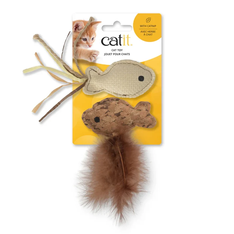 Catit | Doble presa - Peces con Rafia y Cola de Plumas