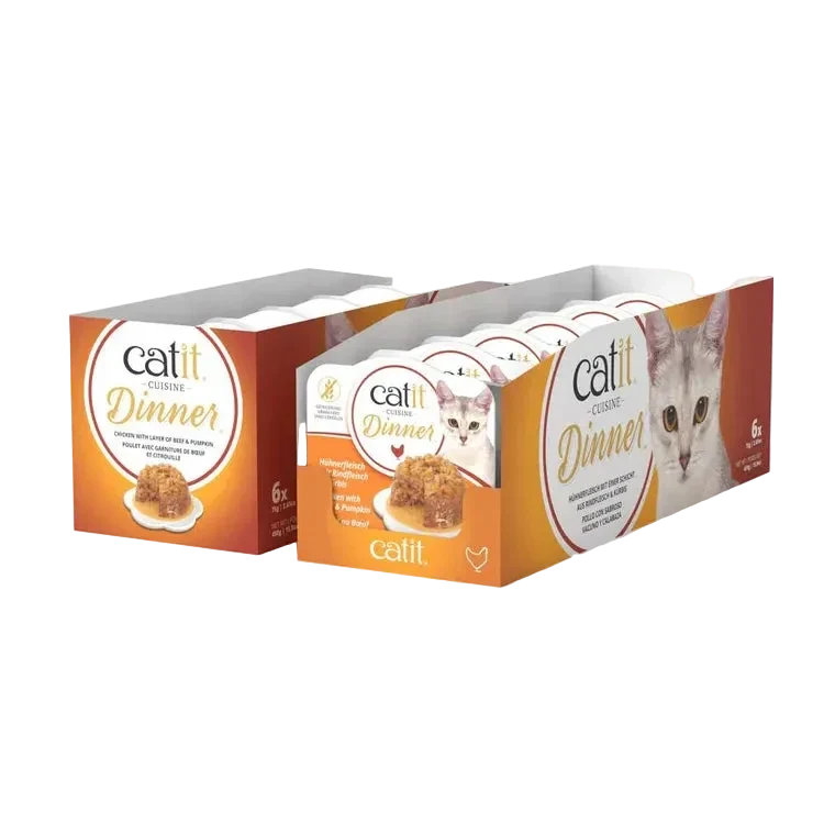 Catit | Cuisine Dinner - Pollo con vacuno y calabaza (6x75g)