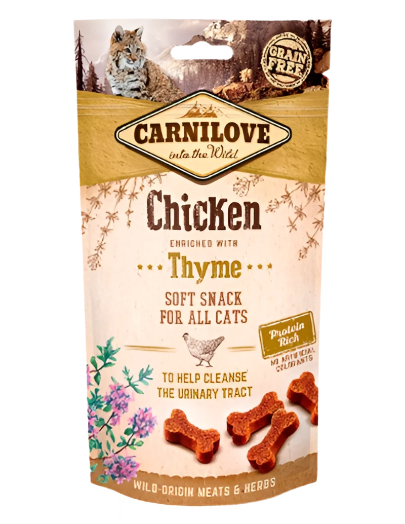 Carnilove | Snack semihúmedo de pollo con tomillo para gatos (12x50g)
