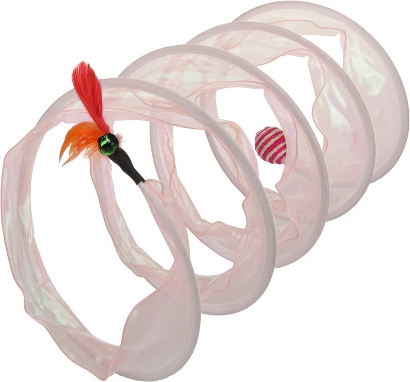 Flamingo | Túnel de Juego para Gatos con Pluma y Pelota con Cascabel – Kennedy Rosa