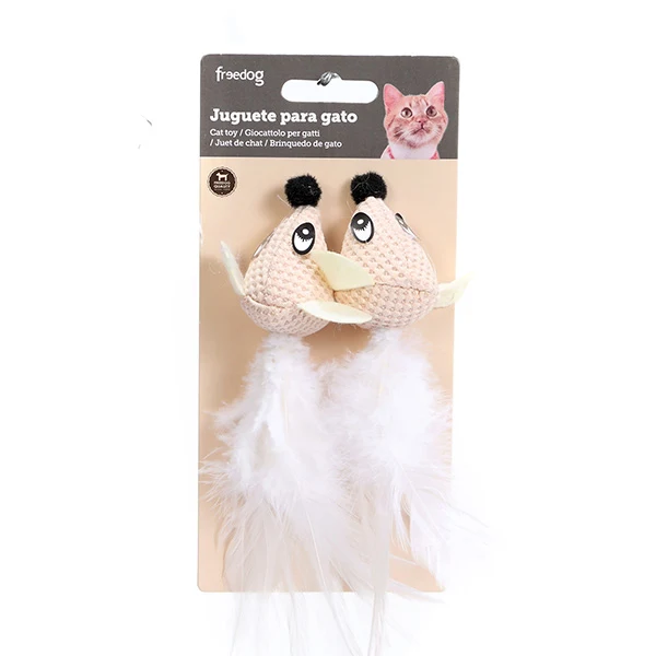 Brinquedo para Gato Conjunto de dois ratos com plumas