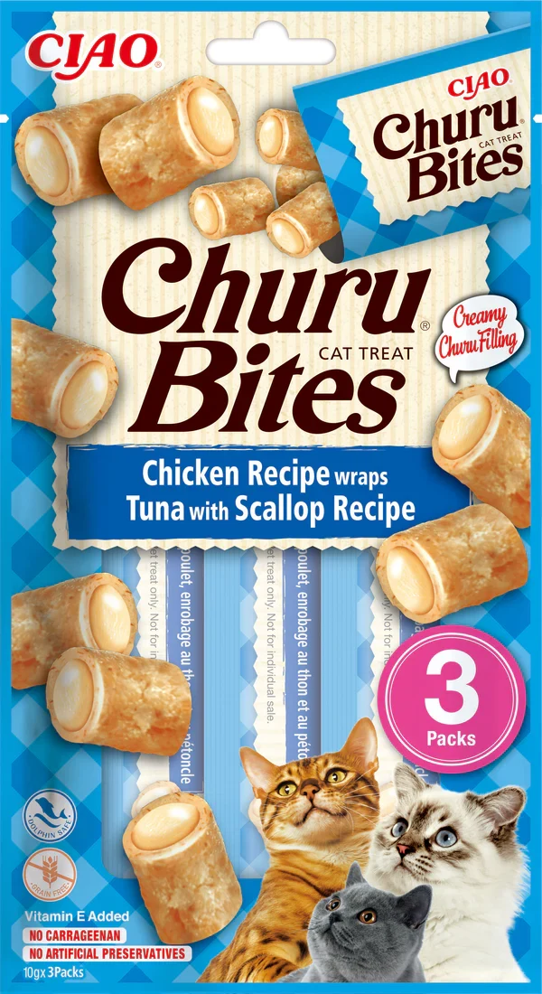 Inaba | Churu bites - Atún con vieiras para gatos (12 unidades)
