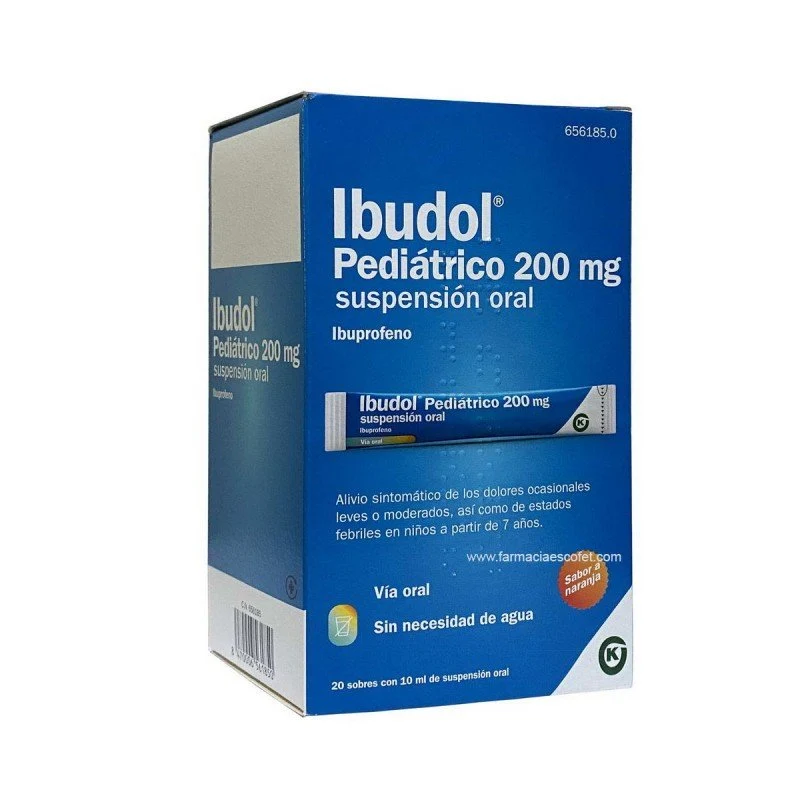 Ibudol Pediátrico 200 mg 20 Sobres Suspensión Oral 10 ml