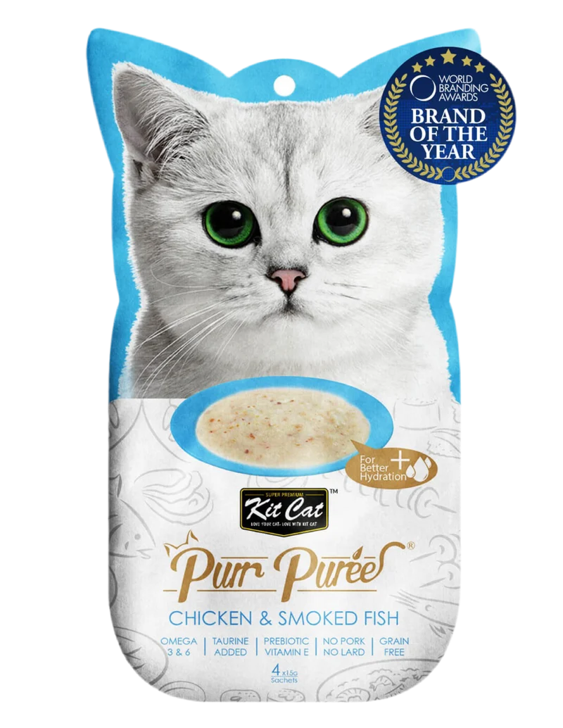 KIT CAT | PurrPuree Pollo y Pescado Ahumado (4x15g)