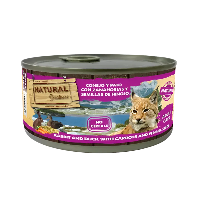 Natural Greatness | Conejo y Pato con Zanahoria e Hinojo para Gatos (185g)