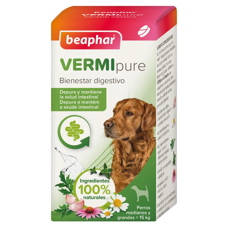 Beaphar VERMIpure Antiparasitario Natural para Perros Medianos y Grandes 50 comprimidos