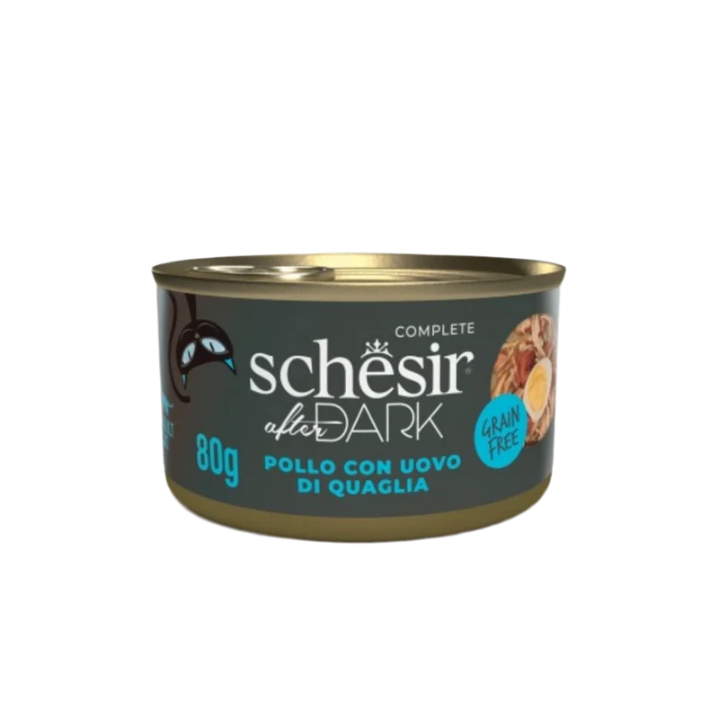 Schesir | After Dark Filetes Pollo con Huevo de Codorniz en Caldo (80g)
