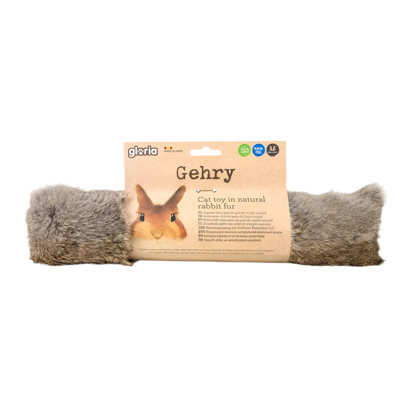 Gloria | Gehry – Cojín Grande de Piel de Conejo Natural para Gatos (40x11 cm)