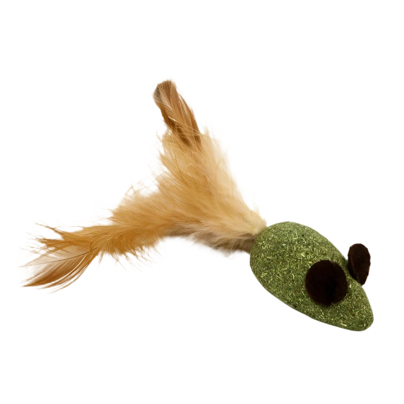 Ratón de catnip con plumas