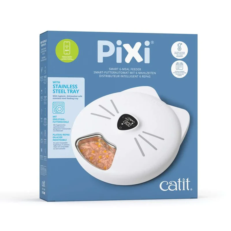 Catit | PIXI - Comedero Inteligente 6 Raciones con Bandeja de Acero Inoxidable