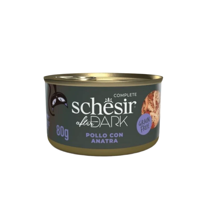 Schesir | After Dark Filetes Pollo con Pato en Caldo (80g)