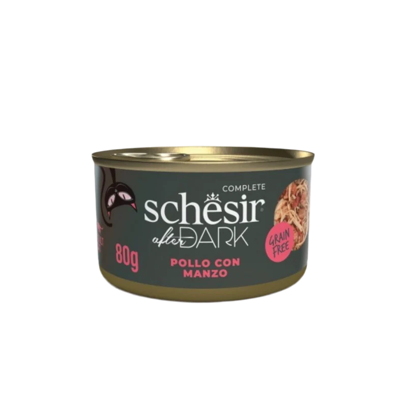 Schesir | After Dark Filetes Pollo con Ternera en Caldo (80g)