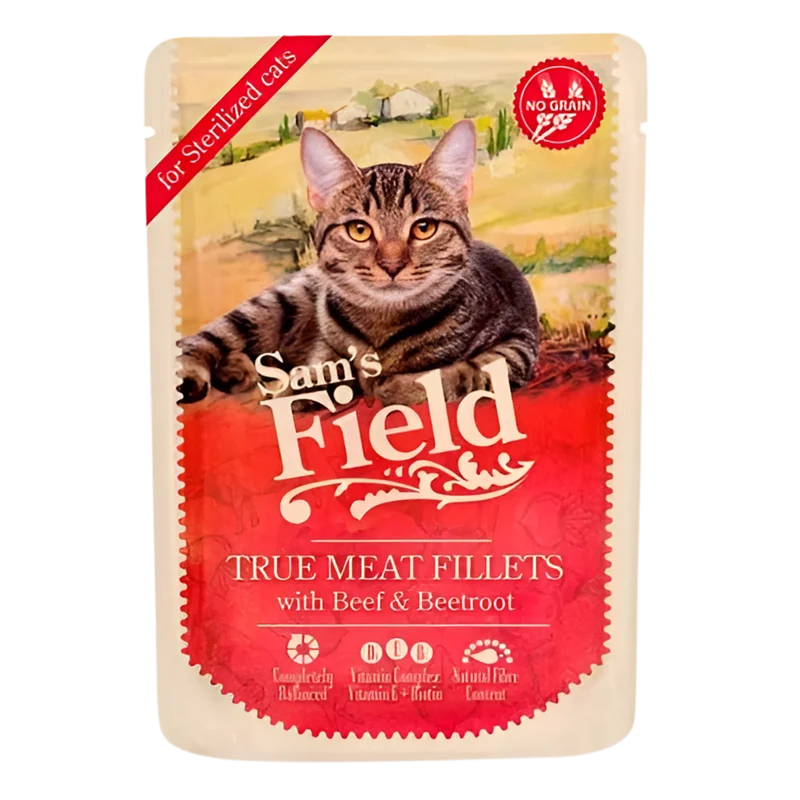 Sam's field | Gatos Esterilizados Buey con remolacha (85g)