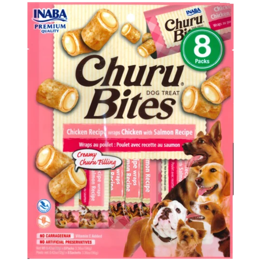 Inaba | Churu Bites Pollo con Salmón para perros (8x12g)