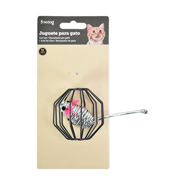 Brinquedo para Gato com jaula metálica com Rato Freedog