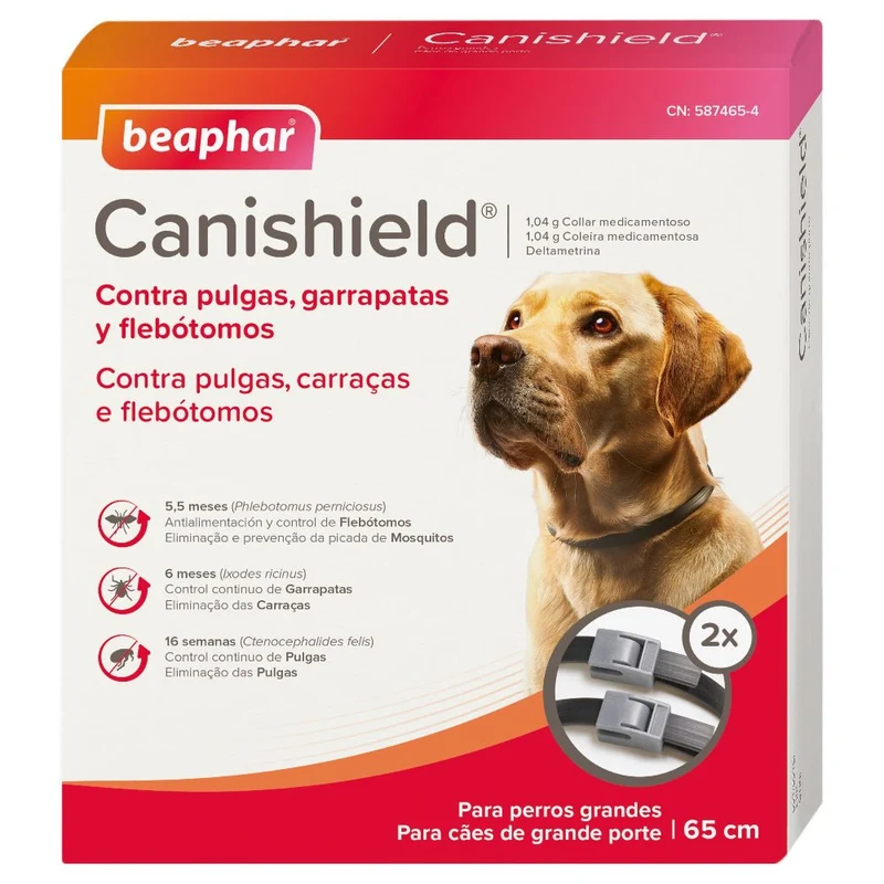 Beaphar Canishield Collar Antiparasitario Perro 65 cm Pack 2 ud