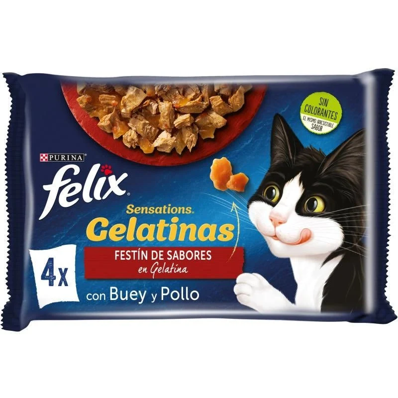 Purina Felix Sensations sobres en Gelatina Festín de Sabores 4 x 85gr