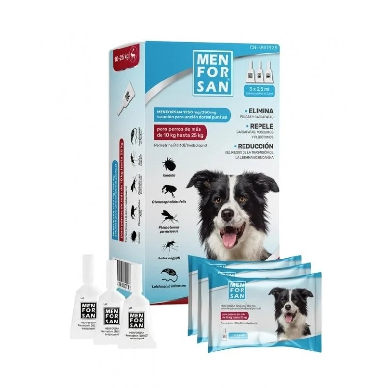 Menforsan Pipeta Spot-On para Perros 3 Pipetas 10-25 kg