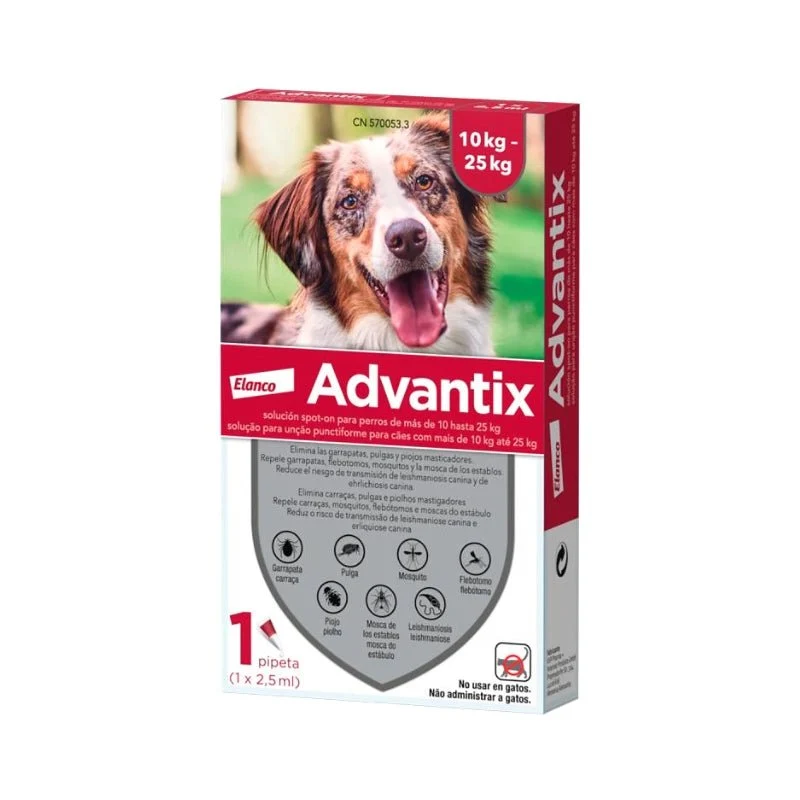 Elanco Advantix 10 - 25 Kg 1 Pipetas X 2,5 ml
