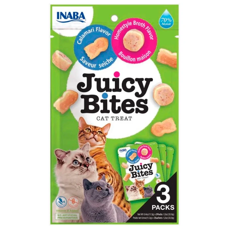 CHURU Cat Juicy Bites Calamar y Caldo Casero